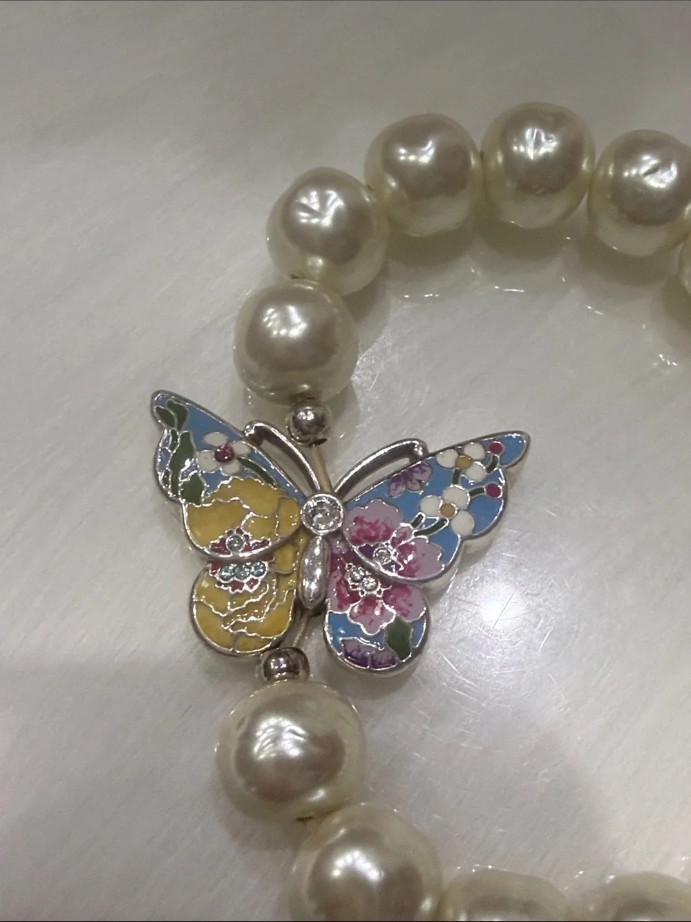 🦋🆕 Brighton Blossom Hill Garden Pearl Stretch Bracelet NWT *Rare